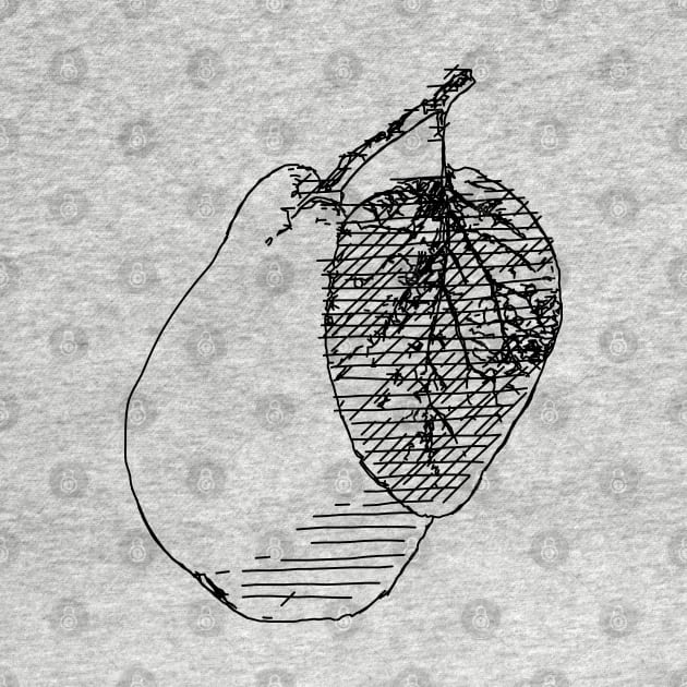 A Pear Cross Hatch Line Art by HappyGiftArt